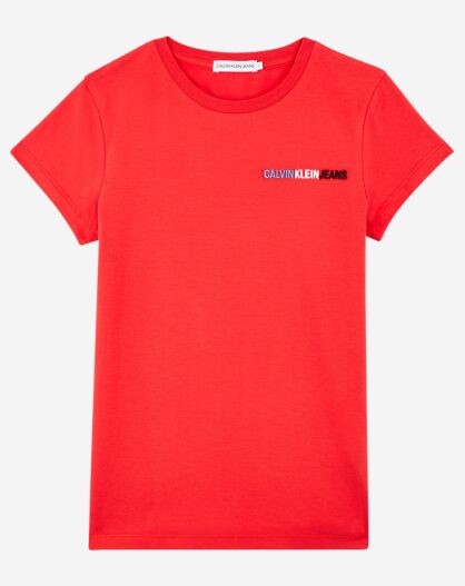 T-Shirt en Coton à Logo tricolore rouge